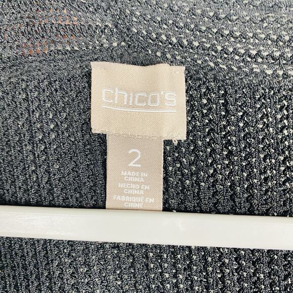 Chico's Size Large 12 2 Knit Sleeveless Open Cardigan Sweater Vest Black - Picture 3 of 3